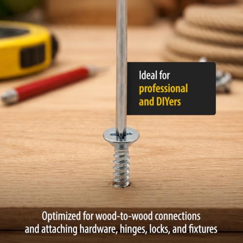 BCP Fasteners #6 x 1/2" Zinc-Plated Flat Head Wood Screws, 100 Pack - size: #6 x 1/2"