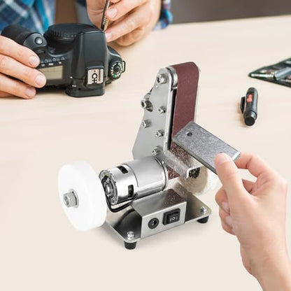 3-In-1 Mini Belt Sander, Adjustable Speed Electric Bench Grinder Sanding Machine, Table Top Grinder Polisher for DIY Craft Wood Stained Glass Jewelry Making Bench Grinder - size: 15x12x18cm/5.9x4.72x7.09in