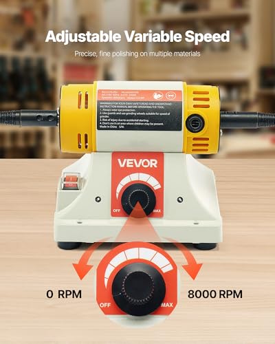 VEVOR Bench Buffer Polisher, 1/2HP Polishing Buffing Machine, 0 to 8000RPM Benchtop Polisher Grinder with 4" Cloth Wheel, 3" Grinding Wheel & 3" Fiber Wheel for Metal, Jewelry, Wood and Plastic - style: 1/2HP-4inch-Stylobate