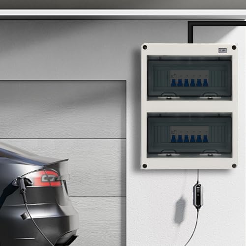 24 Way Distribution Protection Box,ABS/PC Alloy Plastic Transparent Cover Circuit Breaker Box IP66 Waterproof Distribution Box with DIN Rail and Waterproof Connector - size: HT-24