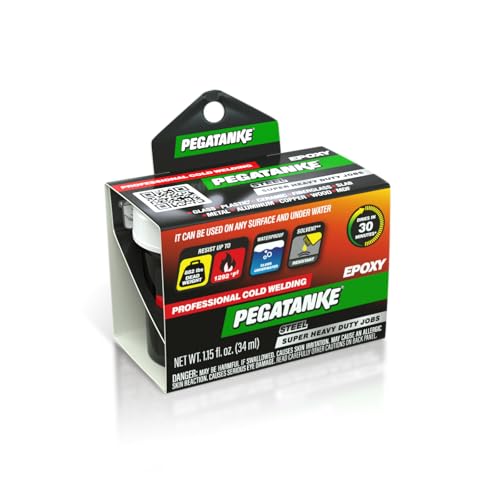 PEGATANKE - Steel 2 Part Epoxy Resin | Professional Cold Weld Adhesive | High Strength Liquid Metal Glue | General Repair & Plastic | High Temperature Epoxy for Cold Welding Waterproof Bonds (1.15 oz)