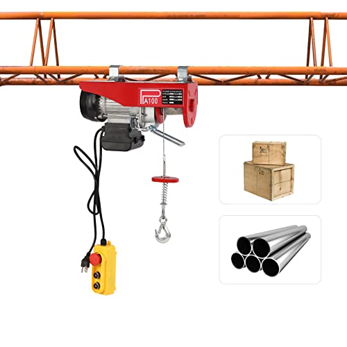 Electric Hoist, 220lbs Electric Winch, Steel Electric Lift, 110V Electric Hoist with Remote Control and Single/Double Slings for Lifting in Factories, Warehouses, Construction Site and Mine Filed - size: 110kg/220lbs