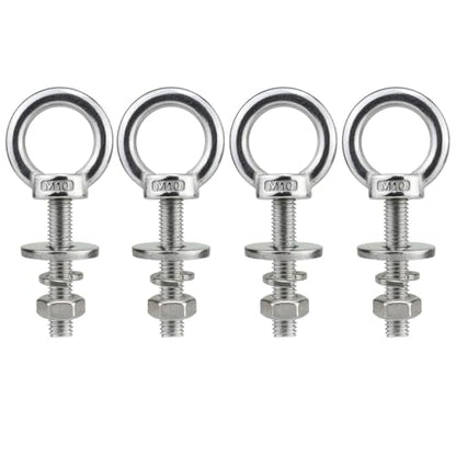 M10 Stainless Steel Eye Bolt with Nuts 4 Pack M10 x 50mm (3/8" x 2 inch) - size: M10x50mm (3/8"x2")