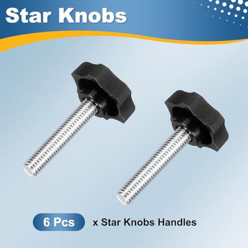 HARFINGTON 6Pcs Star Knob Handle M8 x 40mm Male Thread Metric Carbon Steel - size: M8 x 40mm