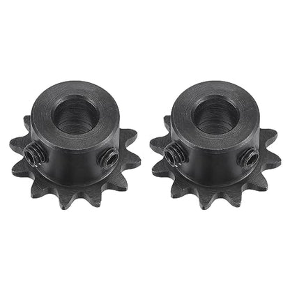 uxcell #25 Chain Roller Sprocket, 8mm Bore 1/4" Pitch 12 Tooth Single Strand Chain Sprocket, C45 Carbon Steel 25 Roller Chain Sprocket with Set Screws for ISO 04C Chain, 2Pcs - size: 27.5mmx8mm