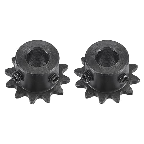 uxcell #25 Chain Roller Sprocket, 8mm Bore 1/4" Pitch 12 Tooth Single Strand Chain Sprocket, C45 Carbon Steel 25 Roller Chain Sprocket with Set Screws for ISO 04C Chain, 2Pcs - size: 27.5mmx8mm
