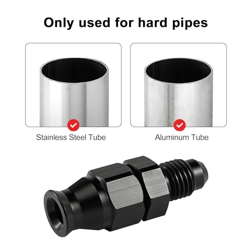 EVIL ENERGY 4AN Male to 1/4" Hardline Compression Fitting Adapter Aluminum Black 2PCS - size: 4AN to 1/4