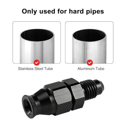 EVIL ENERGY 4AN Male to 1/4" Hardline Compression Fitting Adapter Aluminum Black 2PCS - size: 4AN to 1/4