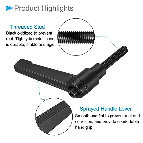 Clamping Lever Handles, M6 x 25mm Male Thread, Adjustable Quick Release Locking Rotating Bolt Knobs Black - (Applications: for Lathe Machinery), 5-Pieces - size: M6 x 25mm