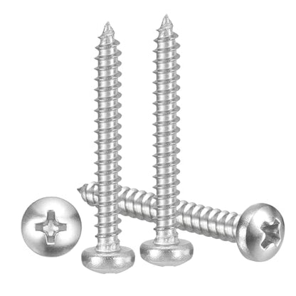 METALLIXITY Phillips Pan Head Self Tapping Screw #4x1 100Pcs - color: Silver Tone, size: #4x1"