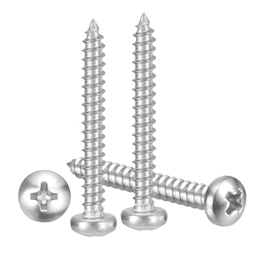 METALLIXITY Phillips Pan Head Self Tapping Screw #4x1 100Pcs - color: Silver Tone, size: #4x1"