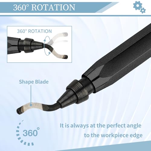 Deburring Tool with 12 HSS Blades for Metal Resin PVC 3D Print - color: Black