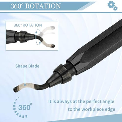 Deburring Tool with 12 HSS Blades for Metal Resin PVC 3D Print - color: Black
