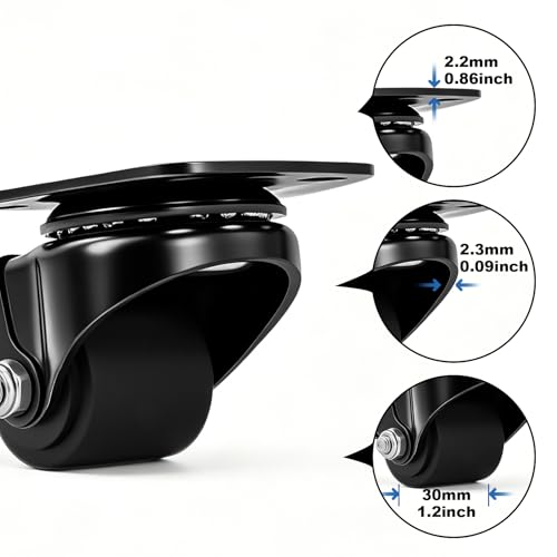 W B D WEIBIDA 1.25inch Swivel Plate Caster Wheels Set of 4 Heavy Duty, Extra Width Wheel & Steel Industrial Caster with Brake, Endurance & Quiet & Sturdy Nylon Wheels for Home Use, 1100lbs Capacity - style: 1.25 inch(Metal)
