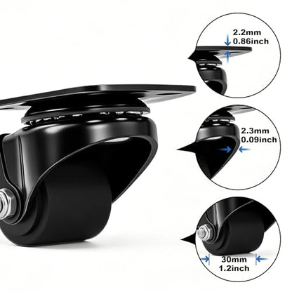W B D WEIBIDA 1.25inch Swivel Plate Caster Wheels Set of 4 Heavy Duty, Extra Width Wheel & Steel Industrial Caster with Brake, Endurance & Quiet & Sturdy Nylon Wheels for Home Use, 1100lbs Capacity - style: 1.25 inch(Metal)