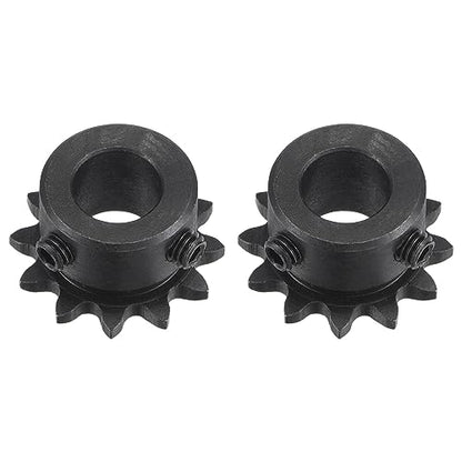uxcell #25 Chain Roller Sprocket, 10mm Bore 1/4" Pitch 12 Tooth Single Strand Chain Sprocket, C45 Carbon Steel 25 Roller Chain Sprocket with Set Screws for ISO 04C Chain, 2Pcs - size: 27.5mmx10mm