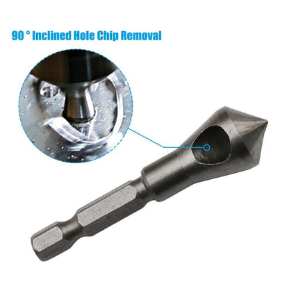 Chamfer Bit Set, 3-Piece 1/4" Hex Shank Countersink Deburring Tool, Chamfering & Deburring Drill Bit for Metal, Wood, Plastic & PVC Board, Professional Woodworking & Metalworking Tool