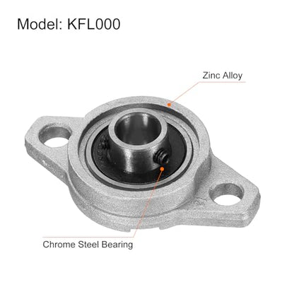 uxcell 2pcs KFL000 Pillow Block Bearings 10mm Bore Bearing Units Zinc Alloy Flange Mounted Bearing Housing, P6(ABEC3) - size: KFL000