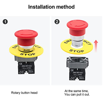 1Pack Red Mushroom Head Emergency Stop Push Button Switch Press - style: Red Mushroom Head Emergency Stop Switch 1NC
