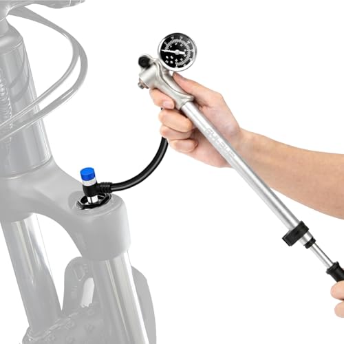 High Pressure Shock Pump, Bike Shock Air Pump with Gauge 400 PSI - color: silver