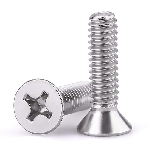 #8-32 x 1 Flat Countersunk Head Machine Screws, Phillips Drive, 304 Stainless Steel 18-8, Full Thread, Coarse Thread UNC, 50 PCS - size: #8-32 x 1"