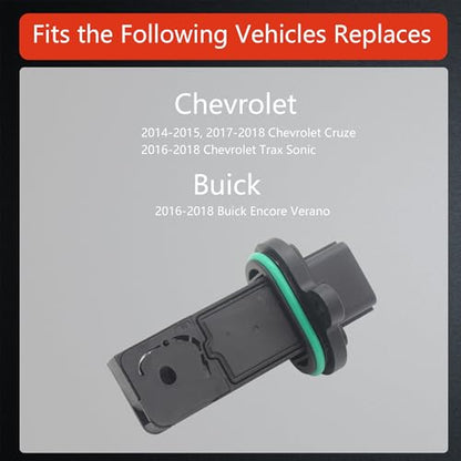 Mass air Flow Sensor Meter Compatible with Chevrolet Cruze 1.6L 17-19; Sonic 1.4L 12-20; Trax 1.4L 13-20 & Buick Encore 1.4L 13-20; Verano 2.4L 12-17 & More Replace OE 0280218419 SU15245