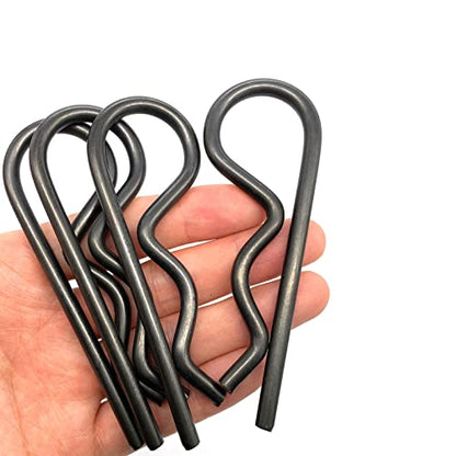 4 Pcs Heavy Duty Hitch Pins Clip R Clips Spring Retaining Wire Hair Pins Cotter Pin Strong Spring Tension Large Carter Pin R clip large for trailer Tractors Mower Cart Truck Black zinc M5x100mm - size: Black M5x100mm-4pcs