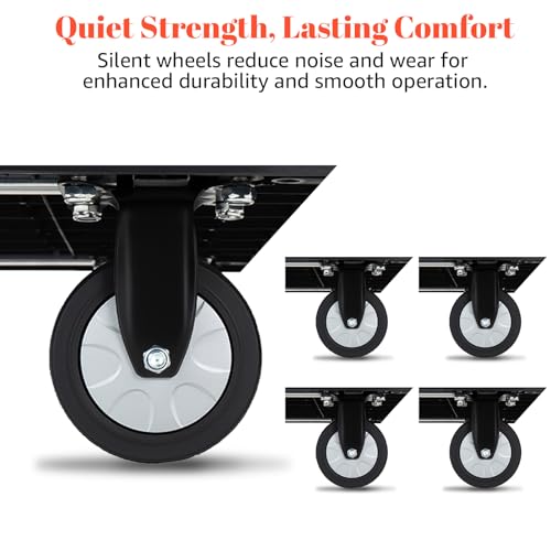 Heavy Duty Foldable Push Cart Dolly with 660LBS Capacity - Collapsible Platform Truck with Swivel Wheels, Flat Bed Moving Wagon & Space Saving Handles (1, Black, 660 LBS) - color: 660lbs-black