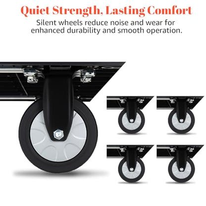 Heavy Duty Foldable Push Cart Dolly with 660LBS Capacity - Collapsible Platform Truck with Swivel Wheels, Flat Bed Moving Wagon & Space Saving Handles (1, Black, 660 LBS) - color: 660lbs-black