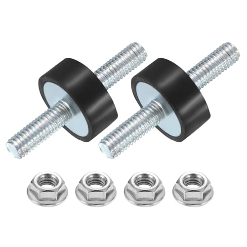 uxcell 2Pcs M6 x 18mm Rubber Mounts, 8 x 20mm Cylindrical Anti Vibration Isolator Studs Shock Absorber Double Studs with Nuts for Car Bobbin Generator Air Compressors - size: M6 x 18mm, 8 x 20mm