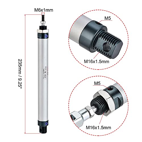 uxcell Pneumatic Air Cylinder 16mm Bore 125mm Stroke with Y Connector and Quick Fittings, MAL 16x125, for Automatic Equipment - size: 16mmx125mm