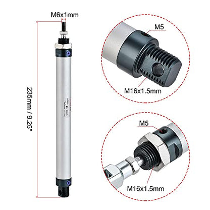 uxcell Pneumatic Air Cylinder 16mm Bore 125mm Stroke with Y Connector and Quick Fittings, MAL 16x125, for Automatic Equipment - size: 16mmx125mm