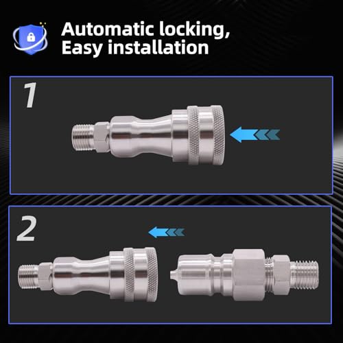 2PCS M14 to M16 Hydraulic Quick Connect Adapter, Metric M14 Female M16 Male Hydraulic Fitting for AGT Mini Excavator Hydraulic Hose