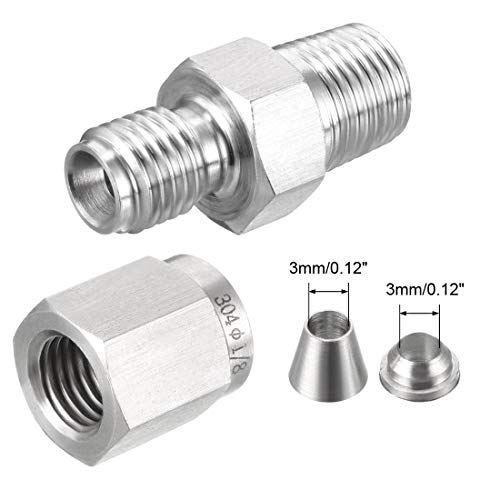 uxcell Compression Tube Fitting, 1/8 NPT Male x Ф1/8 Tube OD with Double Ferrules 3pcs - size: 1/8" x 1/8NPT