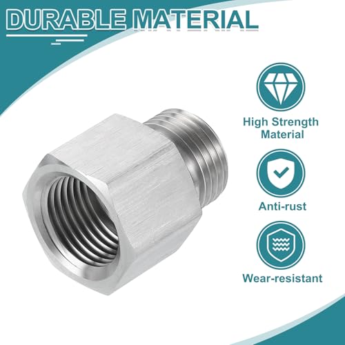 uxcell Pipe Fitting Reducing Adapter, G1/2" Male x 1/2" NPT Female 304 Stainless Steel Reducer Connector for Water Oil Air Pressure Gauge, Silver - size: G1/2" x 1/2" NPT