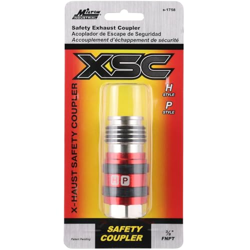 Milton 2 In ONE Universal Safety Exhaust Coupler – 3/8" FNPT x 3/8" Body Flow, Safely Bleeds Excess Air and Disengages Fittings
