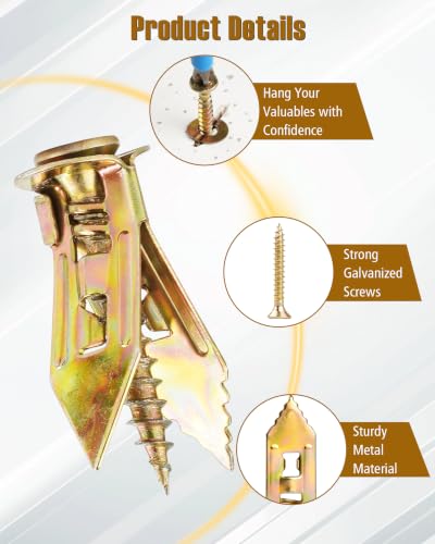 420pcs 4 Sizes Self Drilling Drywall Anchors with Screws Kit, Heavy Duty Zinc Alloy Hollow Wall Anchors, Sheetrock Plasterboard Anchors 0.47x1.18inch, No Drill Self Tapping Dry Wall Screw Anchor Set - size: 420Pcs 4 Size Kit