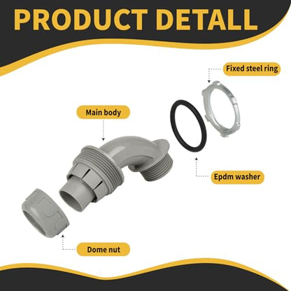 Conduit Connectors, 1 Inch, 90-Degree, Grey, 9-Pack