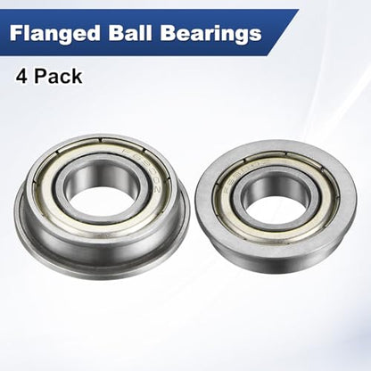 M METERXITY 4-Pack F6900ZZ Flanged Ball Bearing, 10 x 22 x 6mm Double Metal Shielded Chrome Steel (GCr15) Flange Rip Bearings for Wheelbarrow/Printer/Fax Machines/Power Tools - size: 10mm x 22mm x 6mm