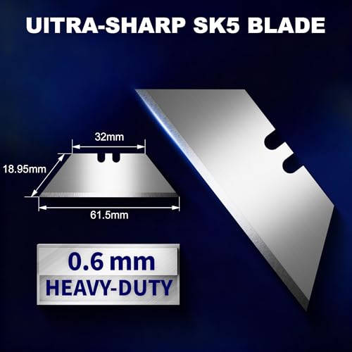 100Pcs Utility Knife Blades with 5-Piece Separable Dispensers, SK5 Heavy Duty Box Cutter Blades Refills - Fits Standard Retractable Knives for Cutting Cardboard, Carpet, Drywall & DIY