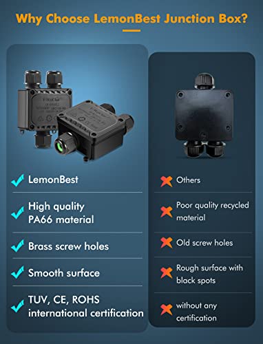 Junction Box - IP68 Waterproof Electrical Boxes 3 Way M25 Cable Connector - size: 3 Way 2 Pack