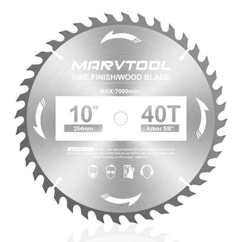 10-Inch 40-Tooth Woodworking Saw Blade, Max 7000 RPM, Fine Finish Wood Crosscutting, Tungsten Carbide Tooth with 5/8 Inch Arbor for Miter Saws & Table Saws (Red) - color: 10" 40T Red