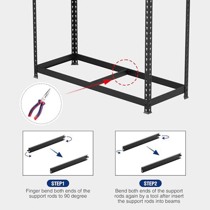 WORKPRO Shelving with MDF Board, 27-2/5"W x 11-7/10"D x 60" H, 1650LBS Load - color: Black, size: 27.4"W x 11.7"D x 60"H