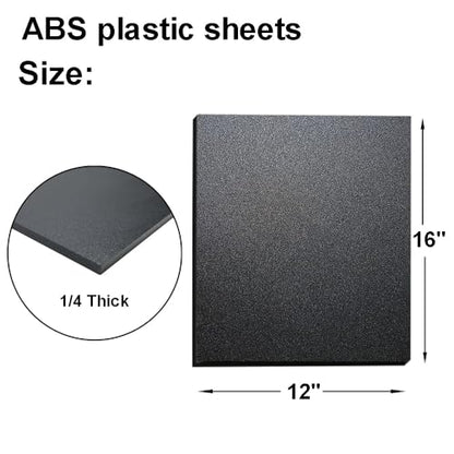 ABS Plastic Sheet 1/4 Inch Thick,12" x 16" Black, Moldable Plastic Sheets - size: 12"x16"x1/4"