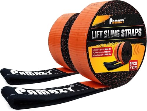 2”x7’ Sturdy Lift Sling Straps, 18800lbs Heavy Duty Lifting Web Sling—2 PCS - size: 2 Pack 2”x7FT
