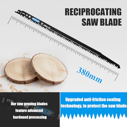 5Pack 15inch 5TPI Woodcutting Reciprocating Saw Blades Set - size: 5T/380mm