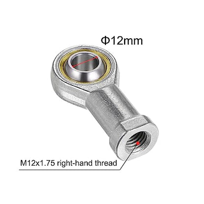 uxcell 4pcs SI12TK PHSA12 M12 Female Rod End Bearing M12x1.75 Right Hand Thread, Self-Lubricating Joint Rod Ends, Includes Jam Nut - size: M12