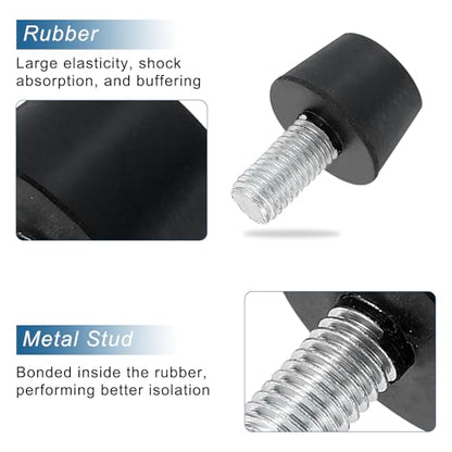 uxcell 4Pcs Rubber Vibration Isolators Mounts Rubber Shock Absorber Mounts, 0.98" x 0.63" Conical Studs with M10 x 20mm Threaded, Silent Block for Air Compressors, Motor, Engines, Black - size: 0.98" x 0.63", M10 x 20mm