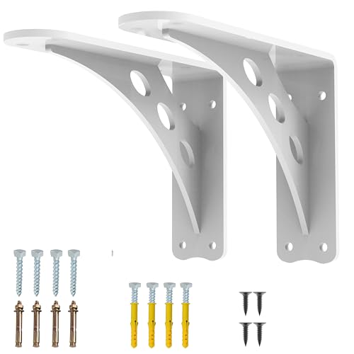 8 x 6 in White Heavy Duty Floating Shelf Brackets, Holds 1000lb - color: White Max Load 1000 Lbs, size: 8IN×6IN