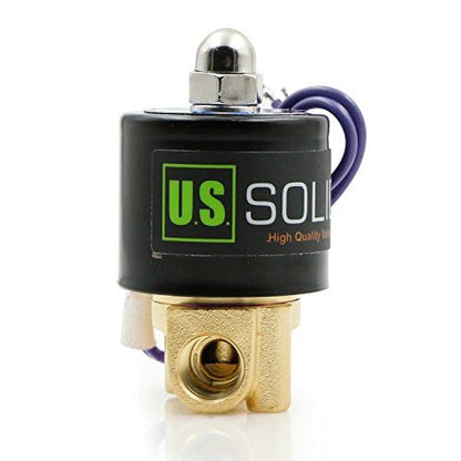 U.S. Solid 1/4" Brass Electric Solenoid Valve - 12V DC, VITON Gasket, Direct Acting, Normally Closed for Air, Gas, Fuel Applications (Pack of 2) - size: 0.25 Inch (Pack of 2)